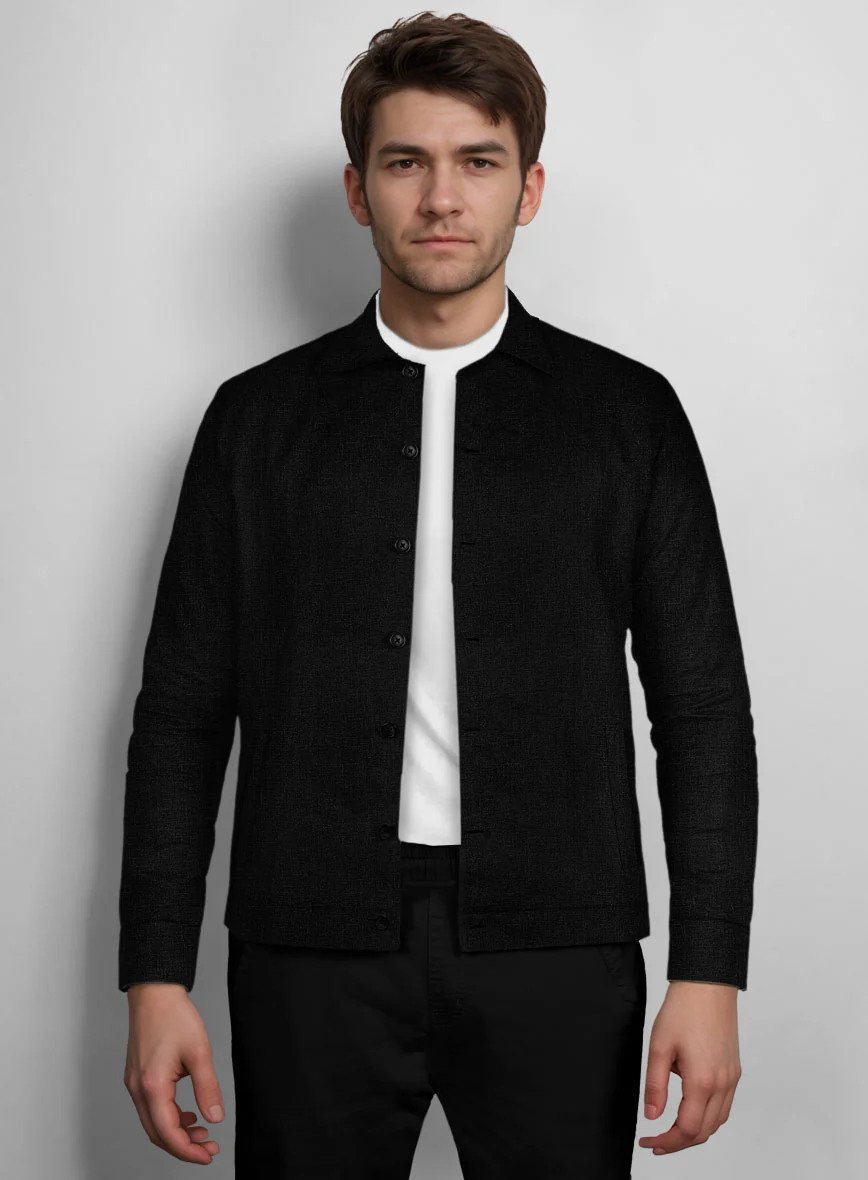 Trucker Black Linen Shirt - Image 2
