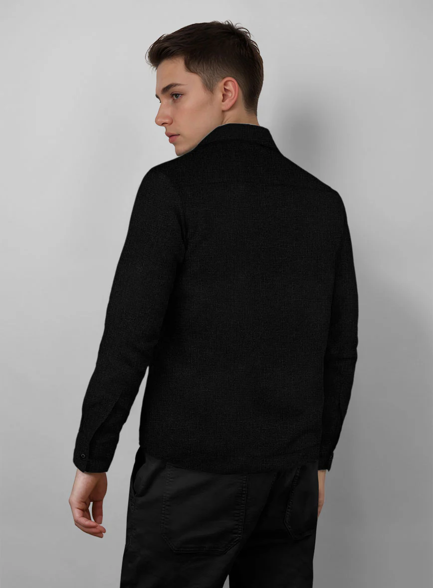 Trucker Black Linen Shirt - Image 3