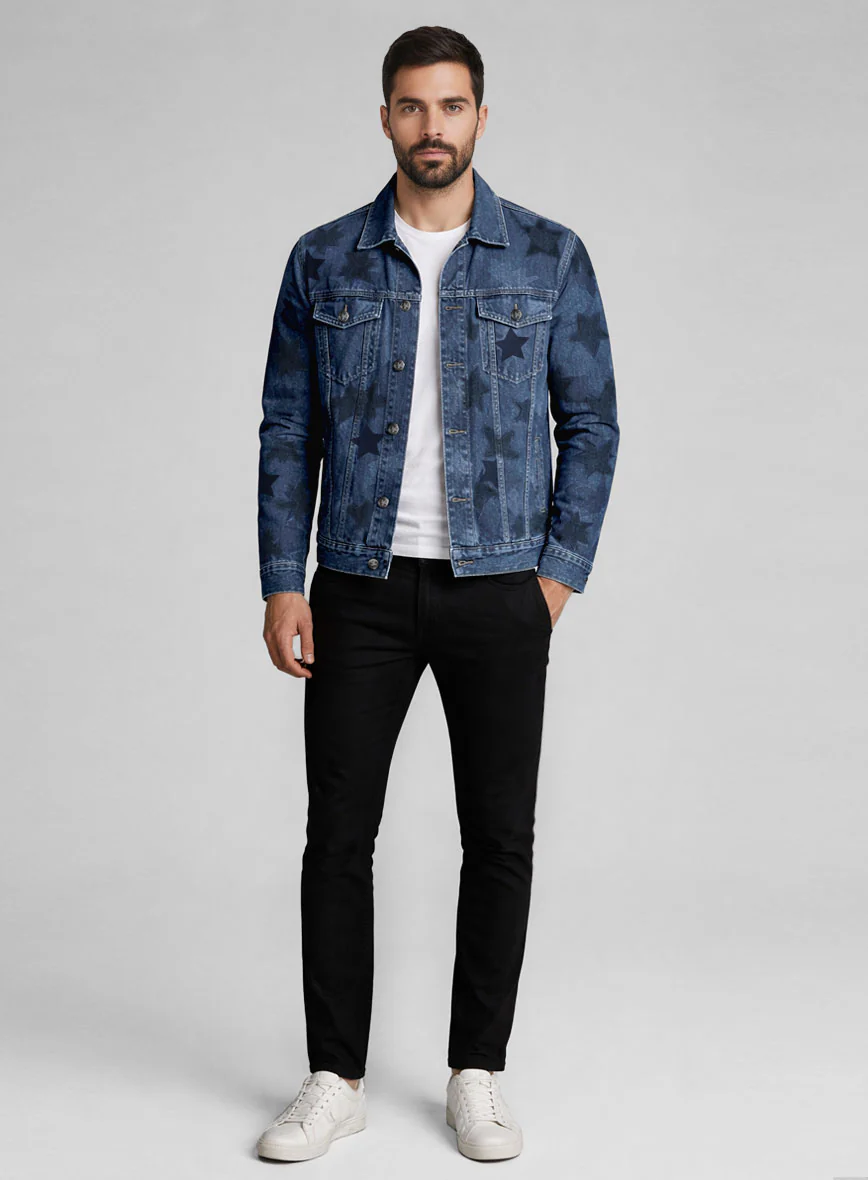 Trucker Blue Star Panel Denim Jacket - Image 3