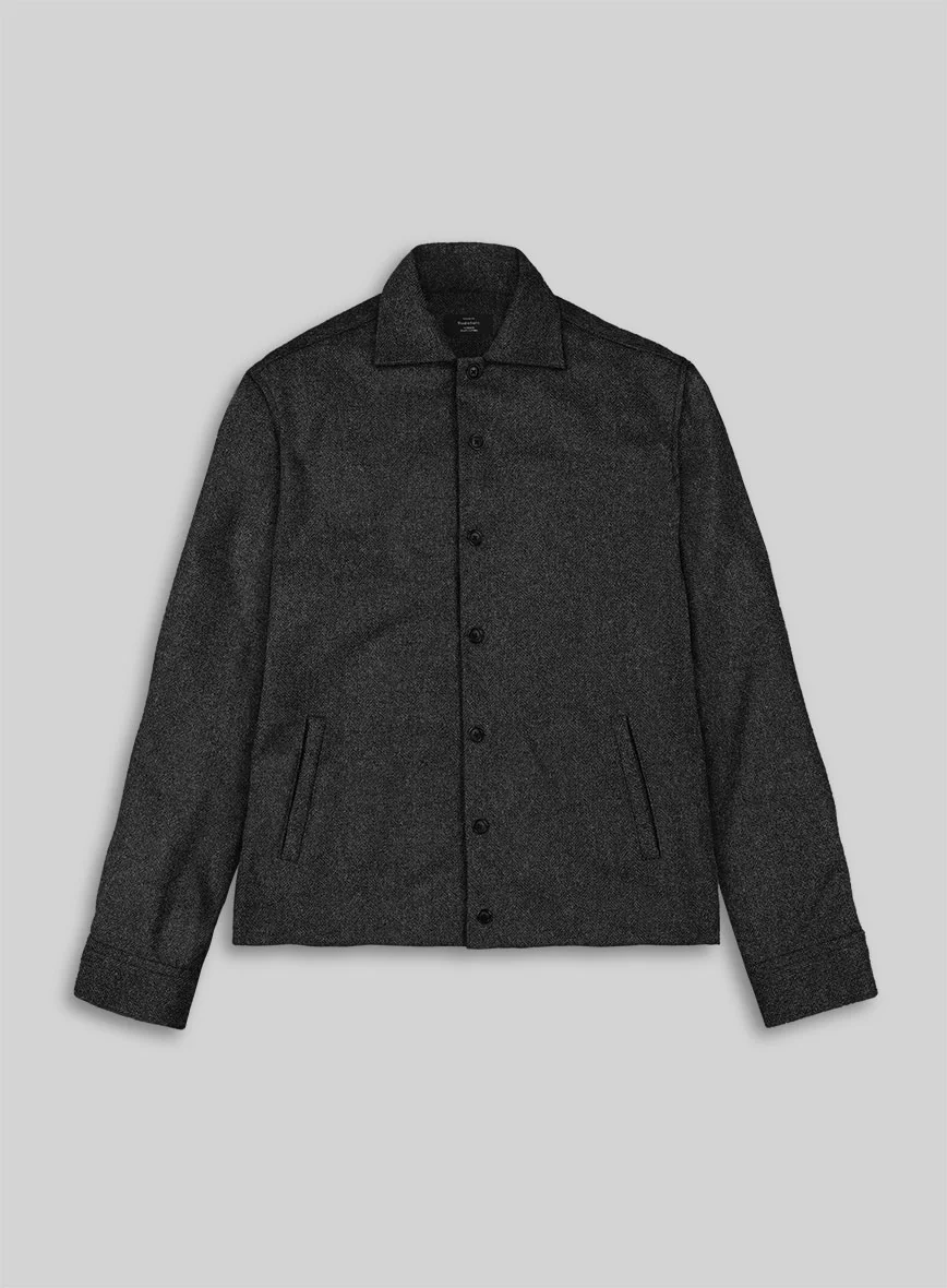 Trucker Charcoal Herringbone Tweed Shirt