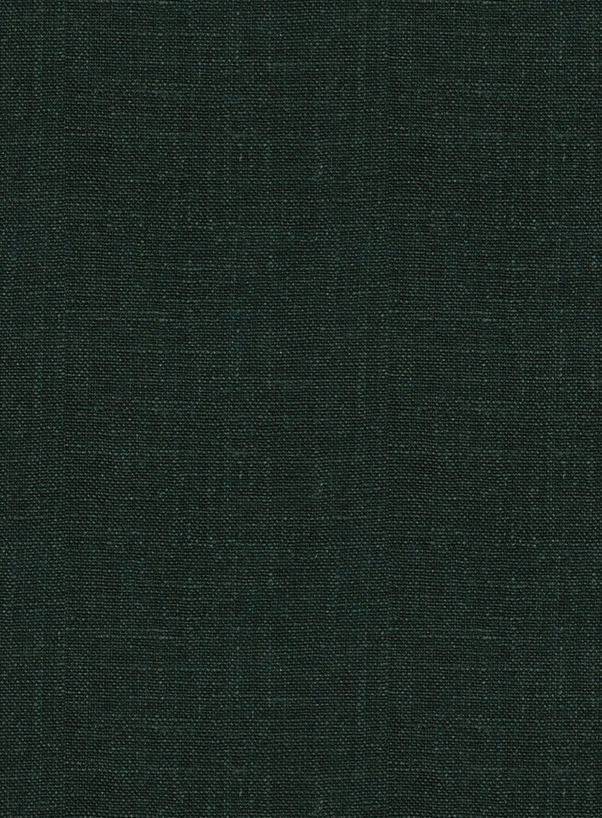 Trucker Dark Bottle Green Linen Shirt - Image 4