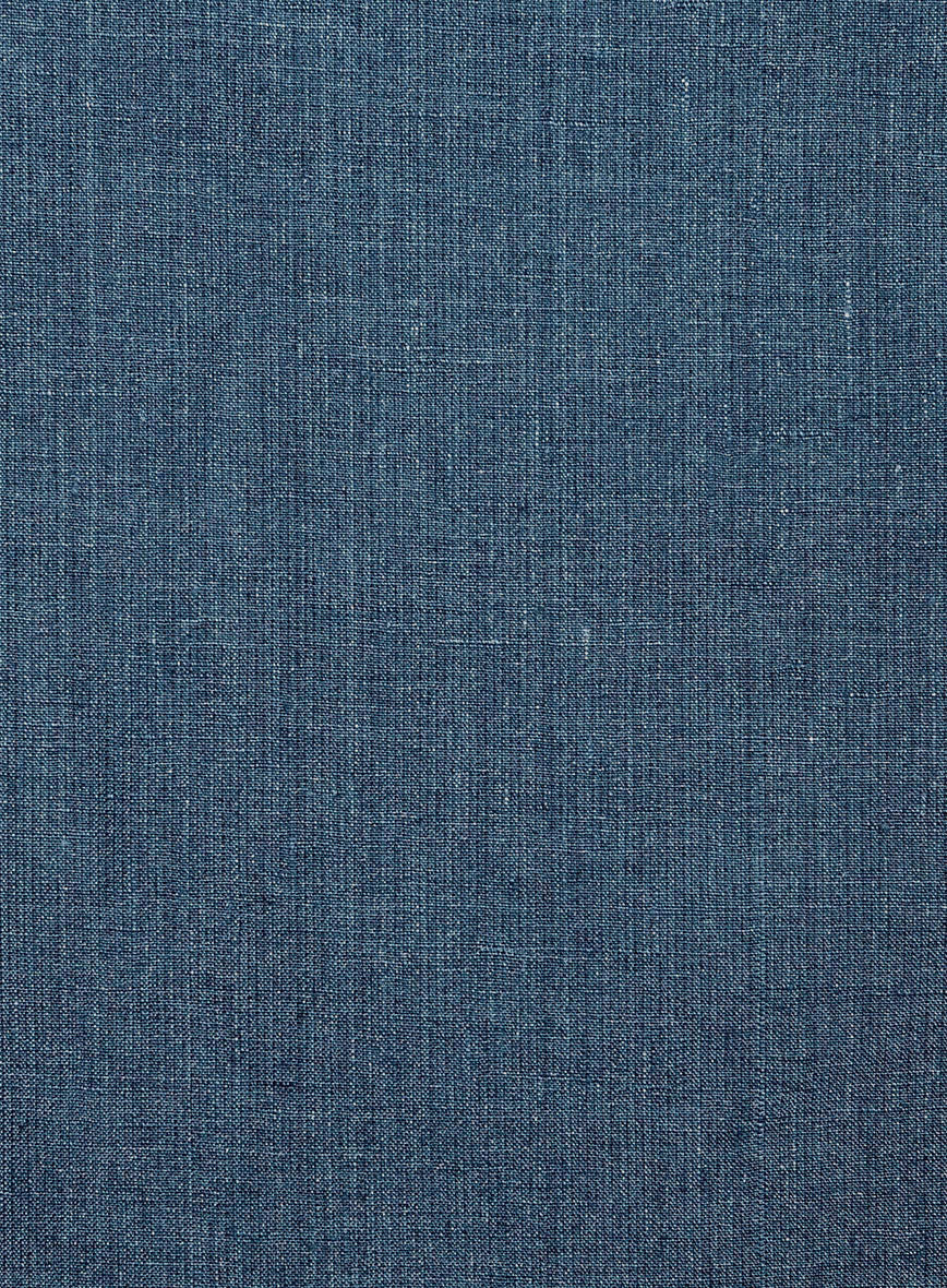 Trucker Indigo Blue Linen Shirt - Image 3