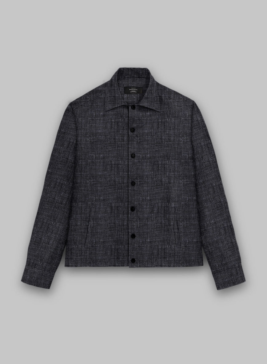 Trucker Italian Blu Linen Shirt - Image 2