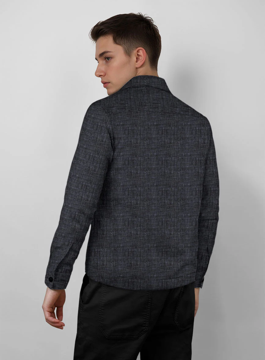 Trucker Italian Blu Linen Shirt - Image 3