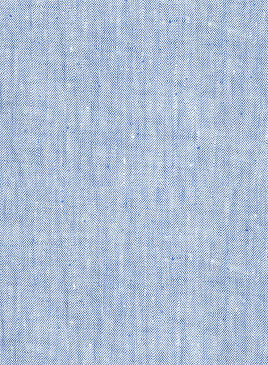Trucker Italian Sky Blue Linen Shirt - Image 4