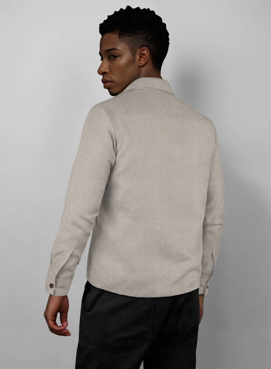 Trucker Ivy Beige Linen Shirt - Image 3