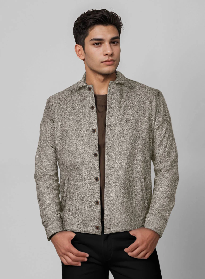Trucker Light Weight Brown Tweed Shirt - Image 2