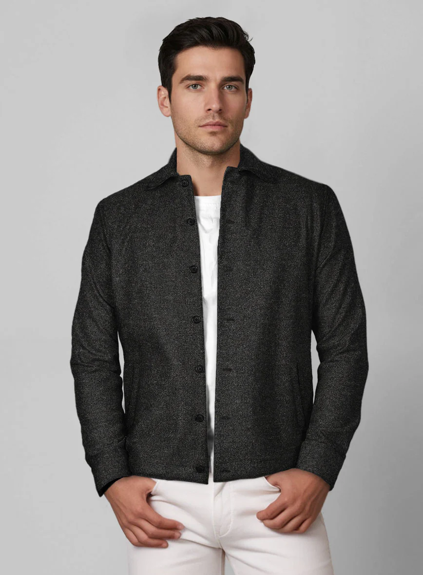 Trucker Light Weight Hamburg Charcoal Tweed Shirt - Image 2