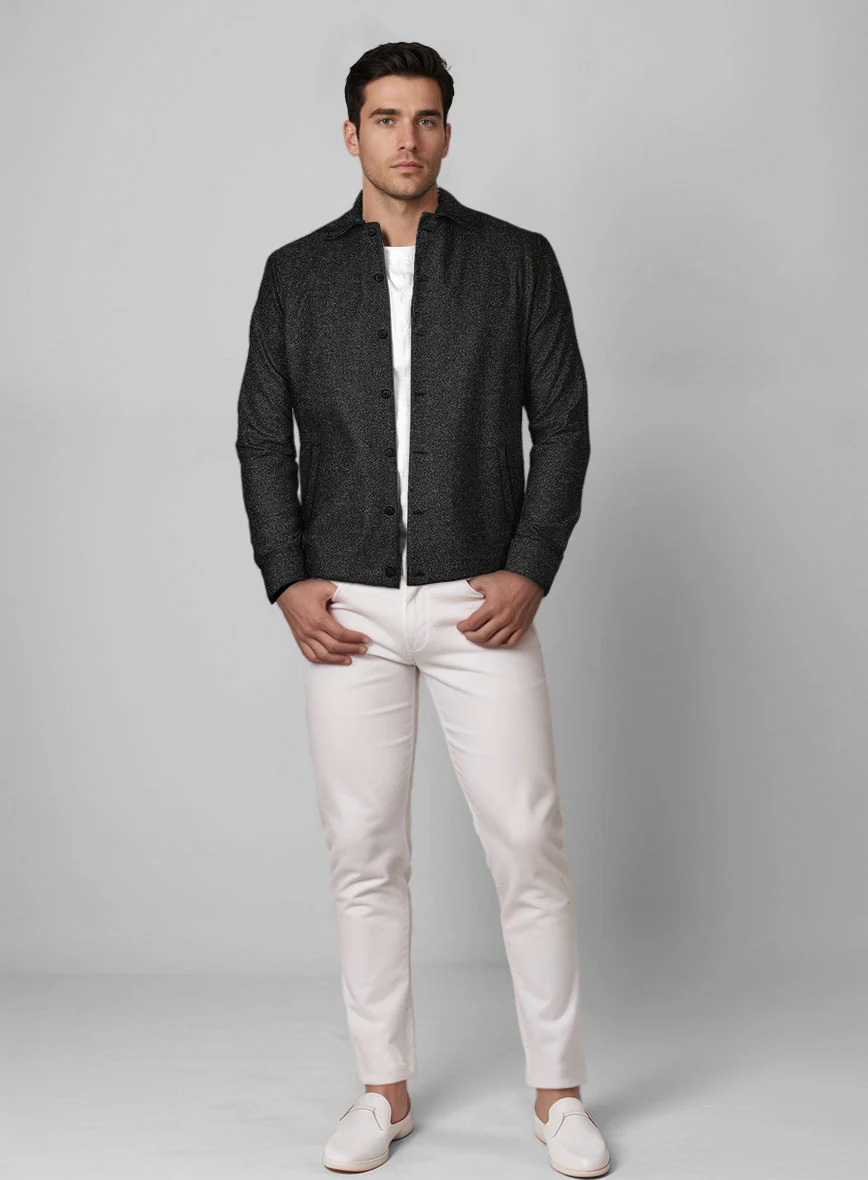Trucker Light Weight Hamburg Charcoal Tweed Shirt - Image 3