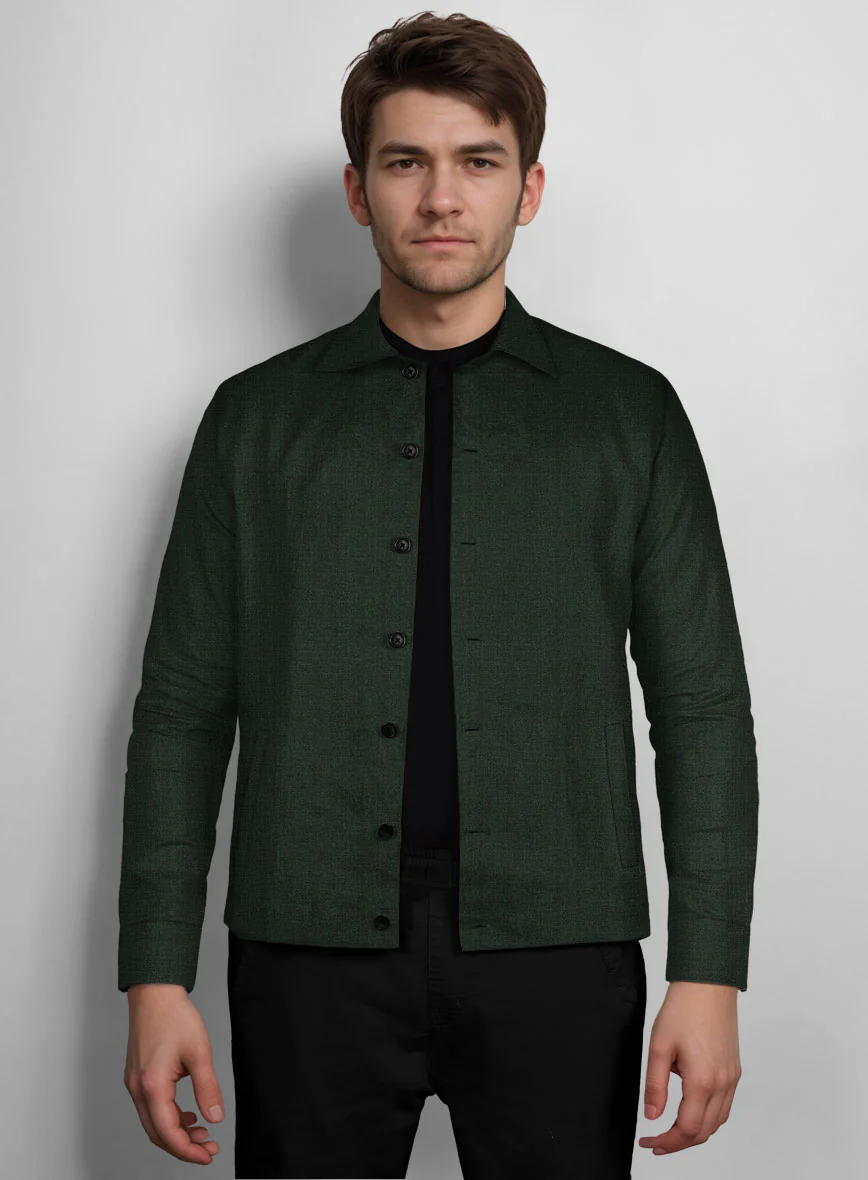 Trucker Martini Green Linen Shirt - Image 2