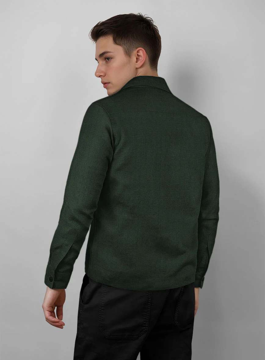 Trucker Martini Green Linen Shirt - Image 3