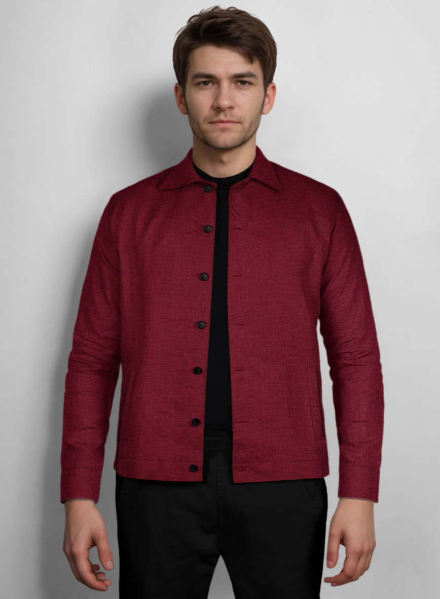 Trucker Moscow Maroon Linen Shirt - Image 3