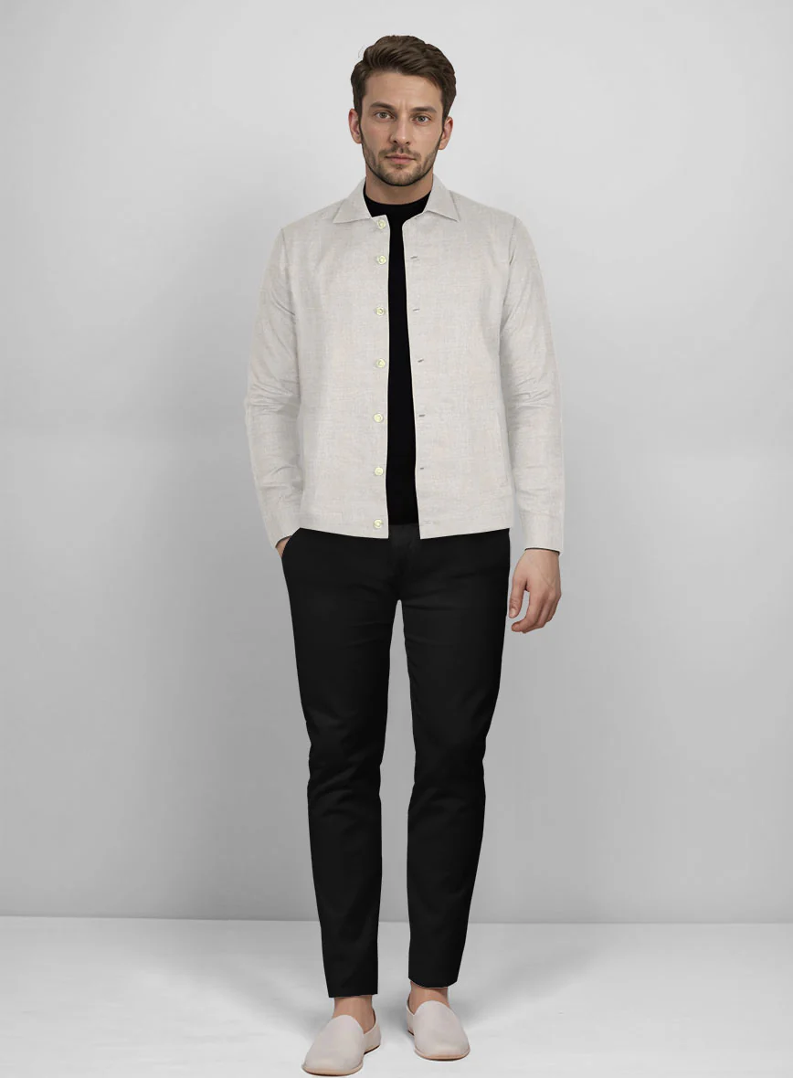 Trucker Tropical Beige Linen Shirt - Image 2