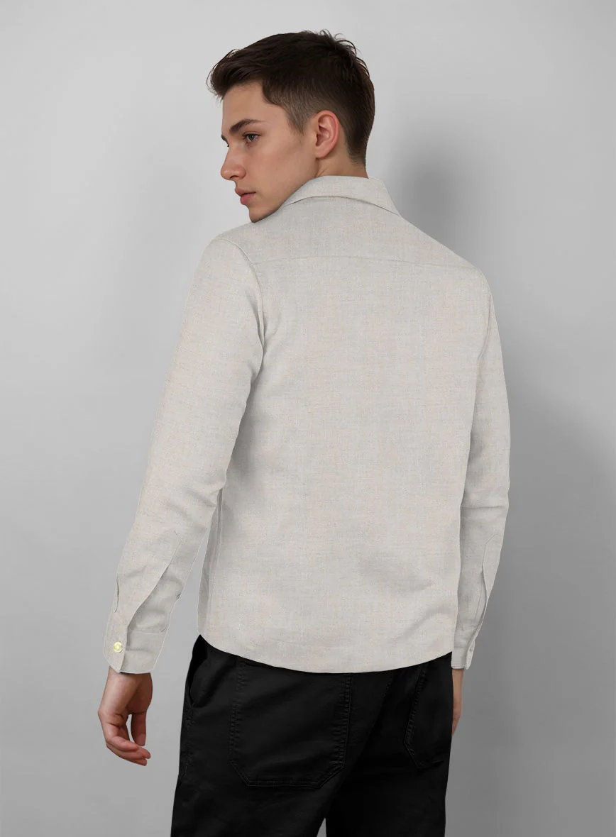 Trucker Tropical Beige Linen Shirt - Image 3