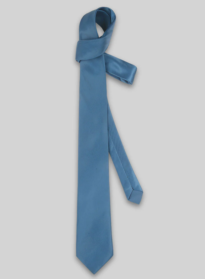Turkish Blue Satin Tie - Image 2