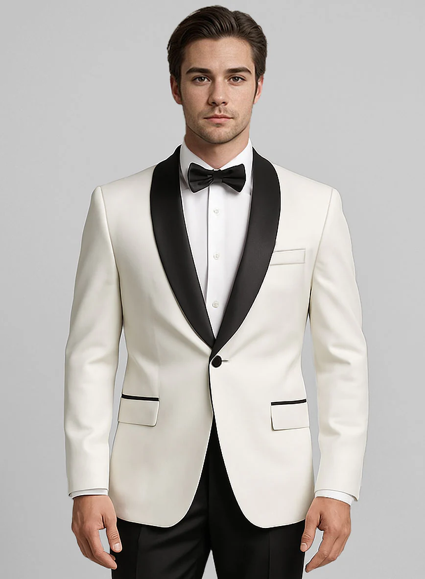 Tuxedo Suit - Ivory Jacket Black Trouser - Image 2