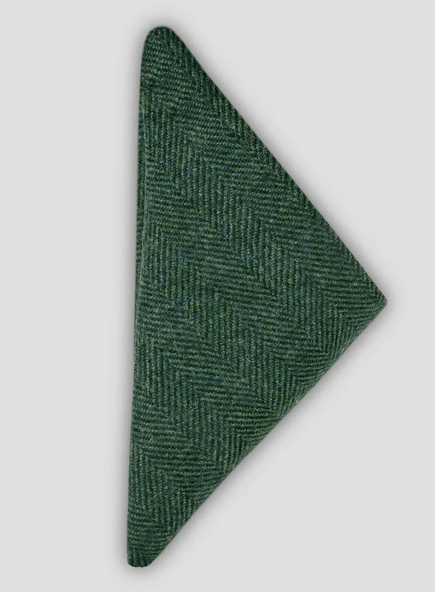 Tweed Pocket Square - Bottle Green Herringbone - Image 3