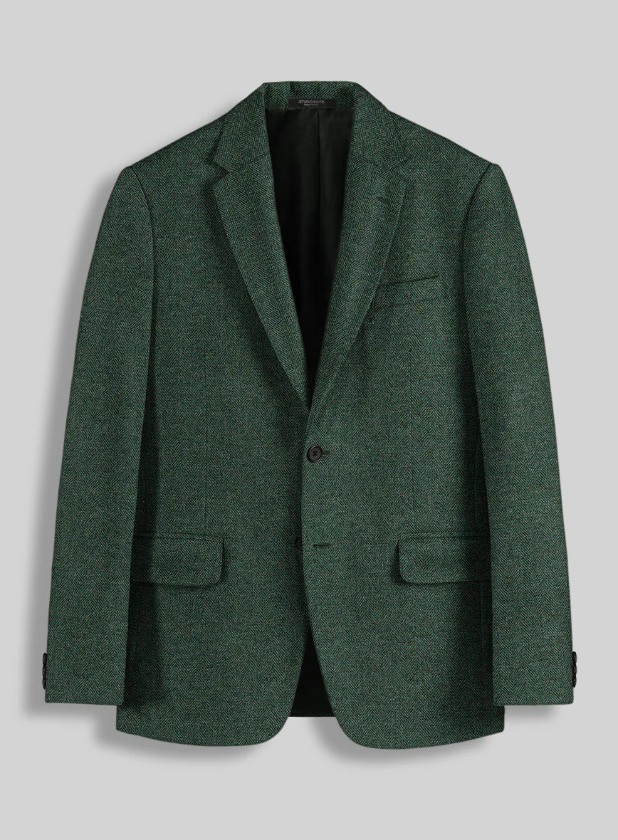 Tweed Suit Big and Tall - Bottle Green Herringbone - Image 3