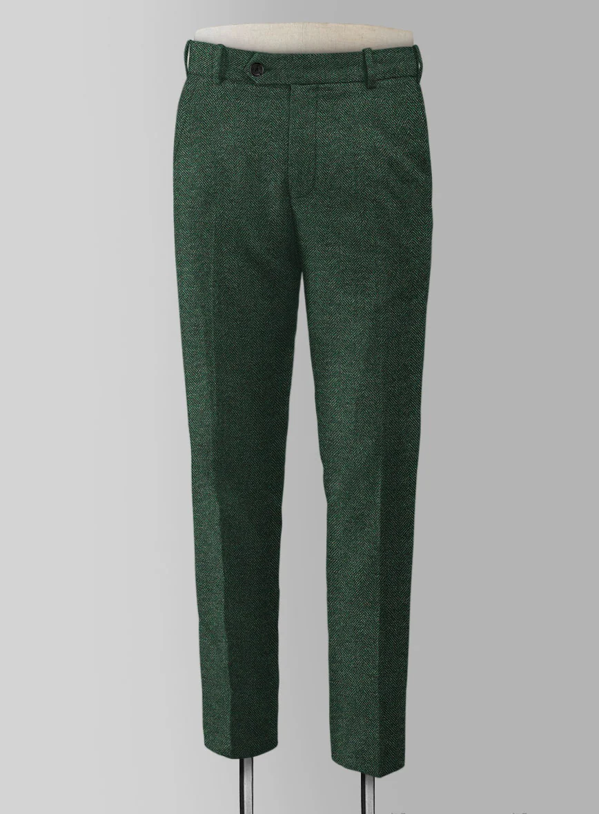 Tweed Suit Big and Tall - Bottle Green Herringbone - Image 7