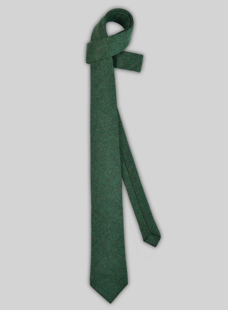Tweed Tie - Bottle Green Herringbone - Image 2