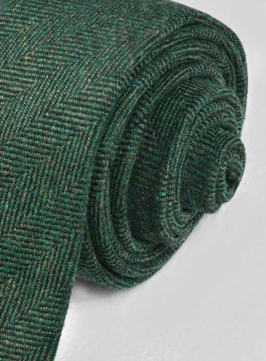 Tweed Tie - Bottle Green Herringbone - Image 3