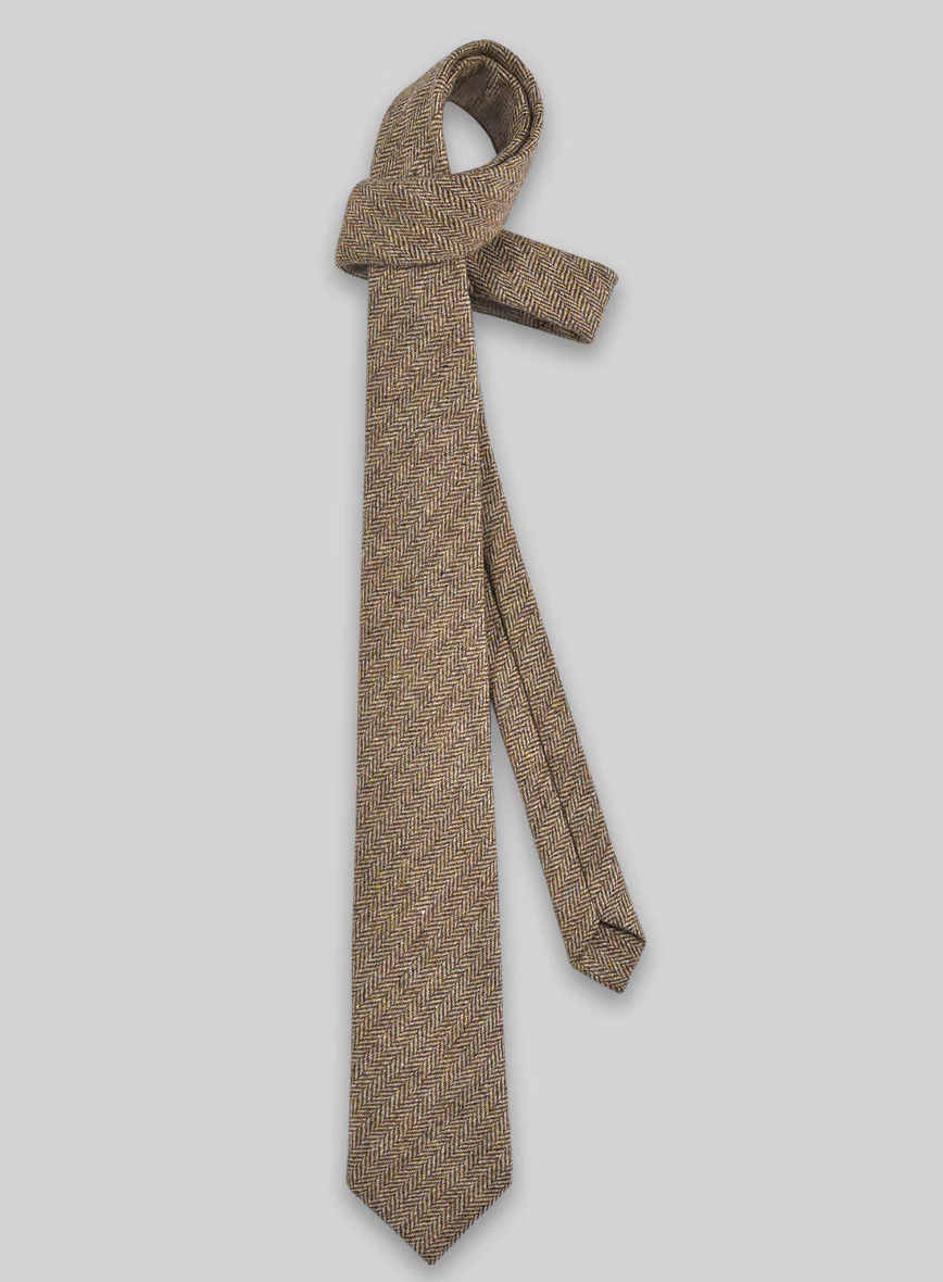 Tweed Tie - Irish Brown Herringbone - Image 2