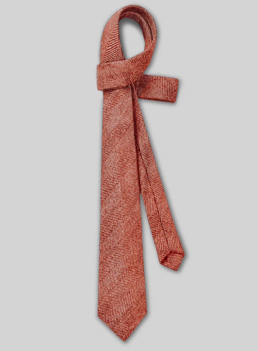 Tweed Tie - Naples Wide Herringbone Caramine Pink - Image 2
