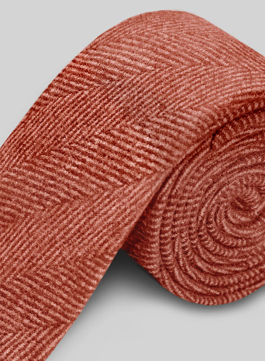 Tweed Tie - Naples Wide Herringbone Caramine Pink - Image 3
