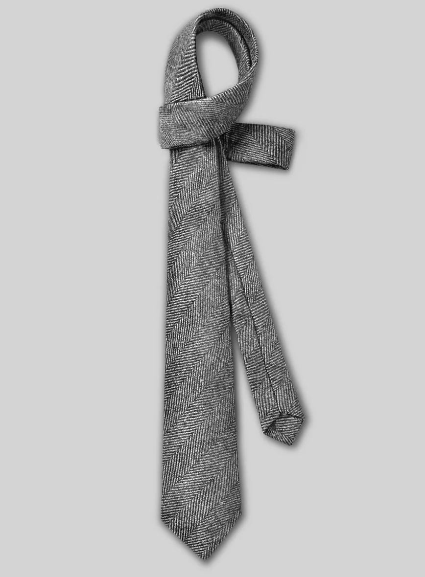 Tweed Tie - Naples Wide Herringbone Gray - Image 2