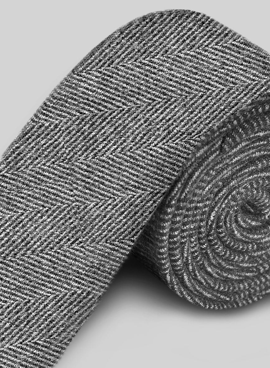 Tweed Tie - Naples Wide Herringbone Gray - Image 3