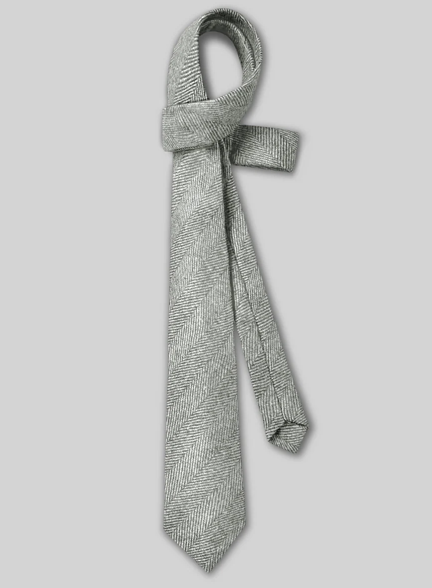 Tweed Tie - Naples Wide Herringbone Light Gray - Image 2
