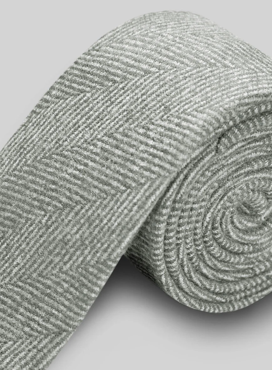Tweed Tie - Naples Wide Herringbone Light Gray - Image 3