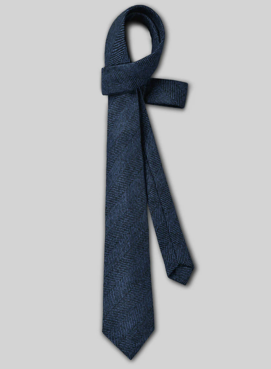 Tweed Tie - Naples Wide Herringbone Royal Blue - Image 2