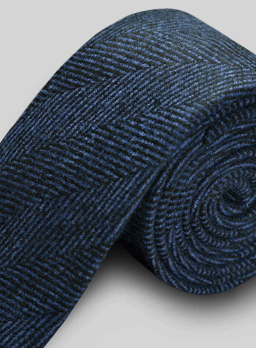 Tweed Tie - Naples Wide Herringbone Royal Blue - Image 3