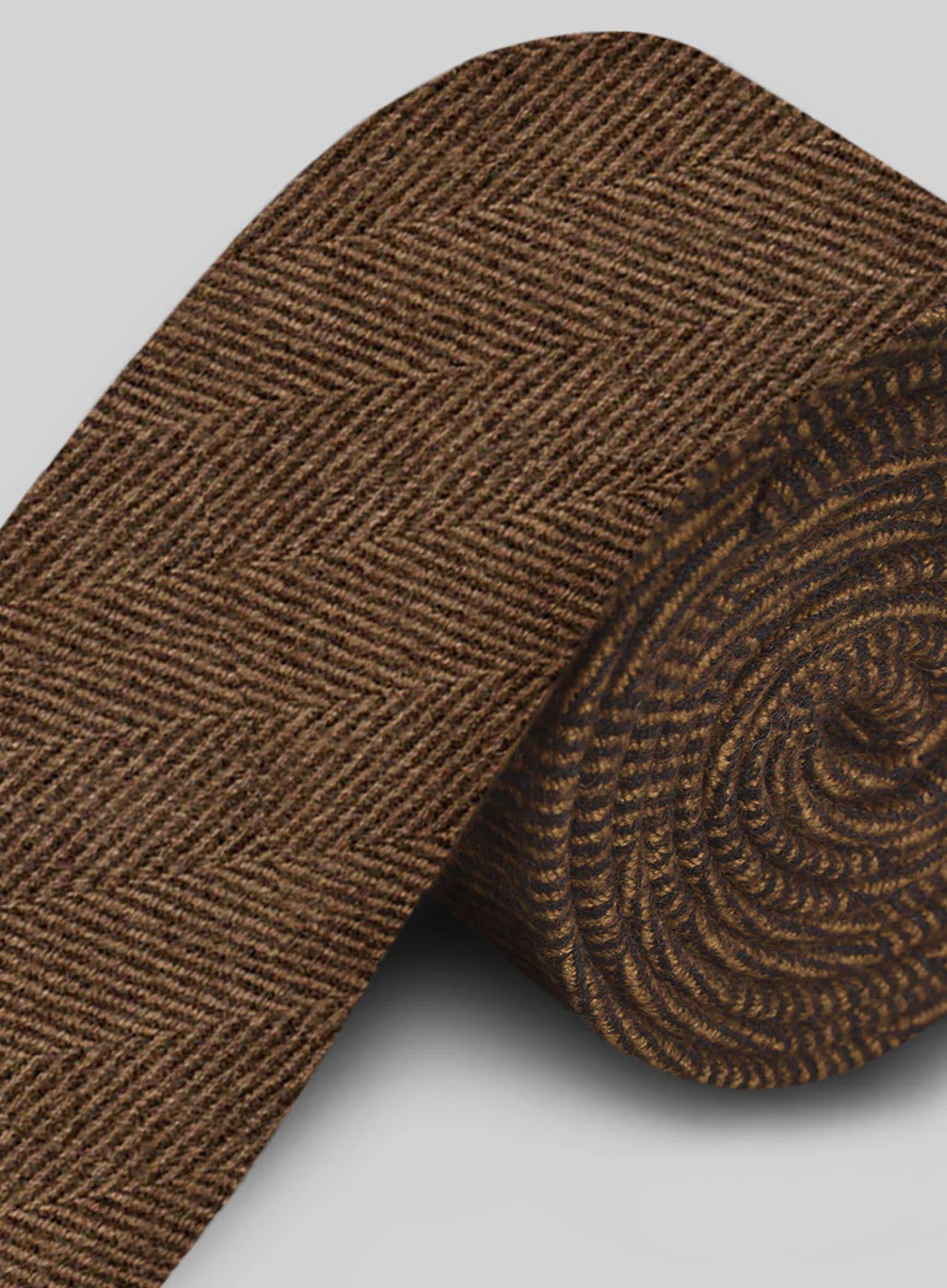 Tweed Tie - Naples Wide Herringbone Tan Tweed - Image 3