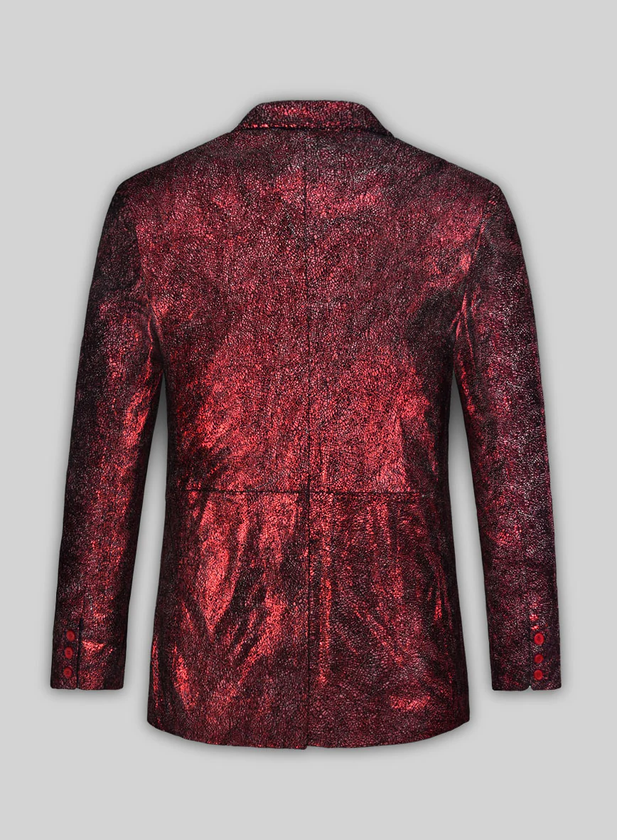 Twilight Red Leather Blazer - Image 2