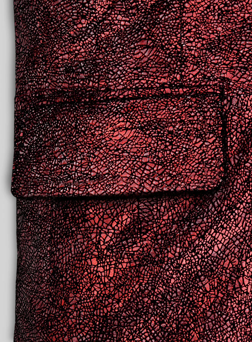 Twilight Red Leather Blazer - Image 4