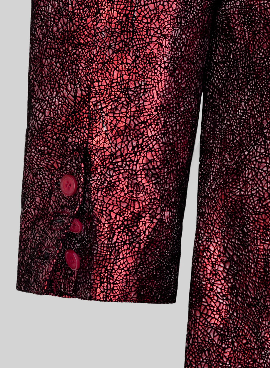 Twilight Red Leather Blazer - Image 6