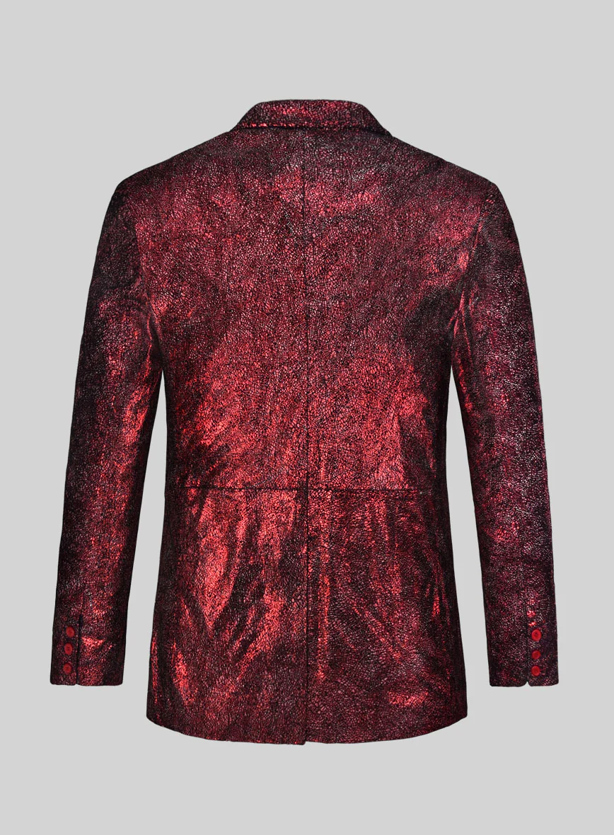 Twilight Red Medieval Leather Blazer - Image 2