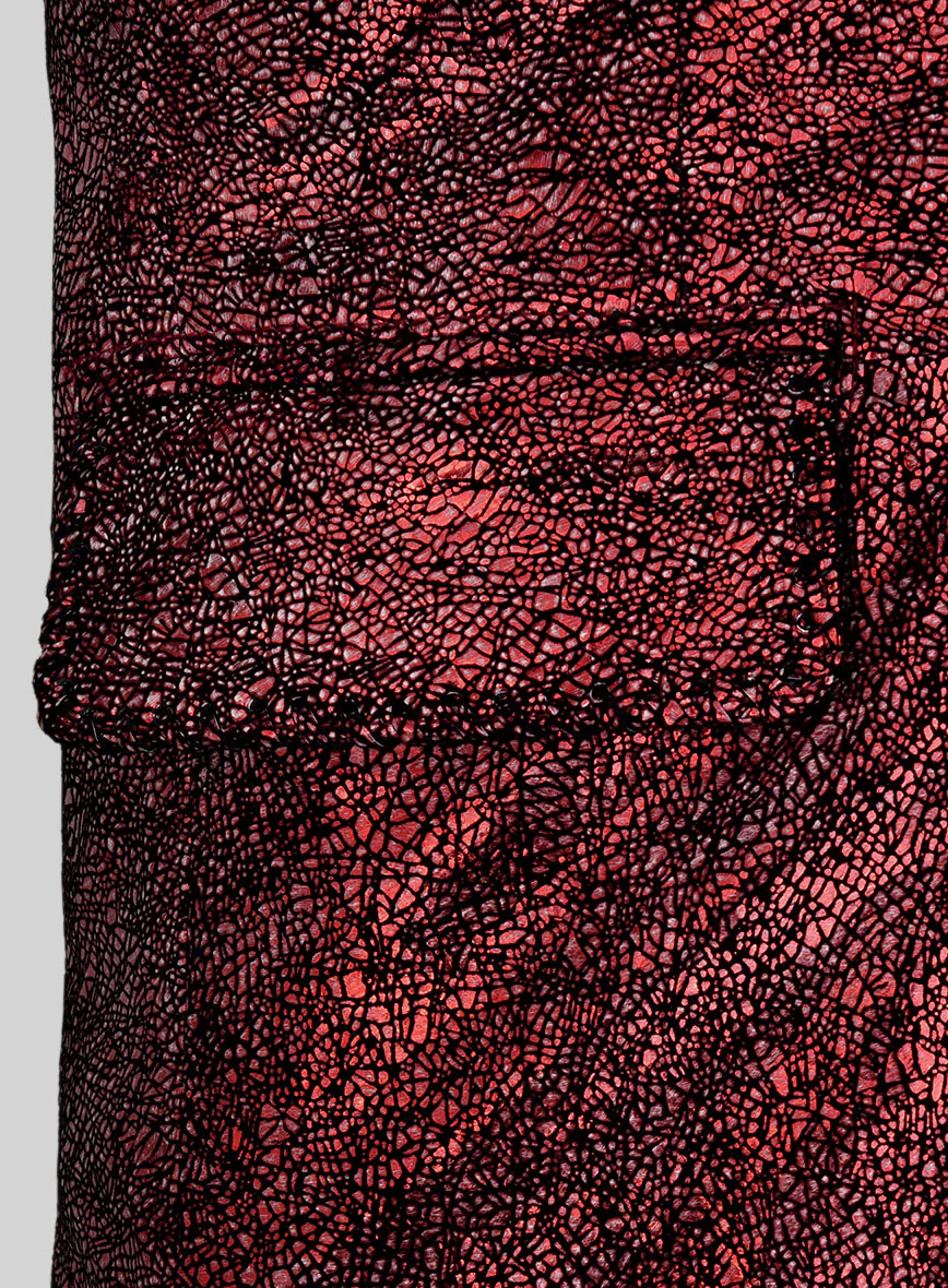 Twilight Red Medieval Tuxedo Leather Blazer - Image 4