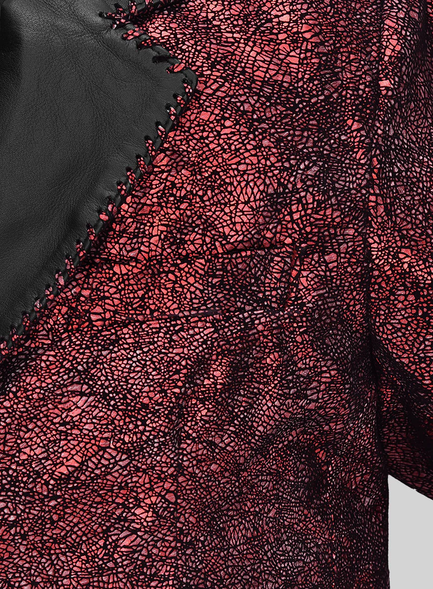 Twilight Red Medieval Tuxedo Leather Blazer - Image 5