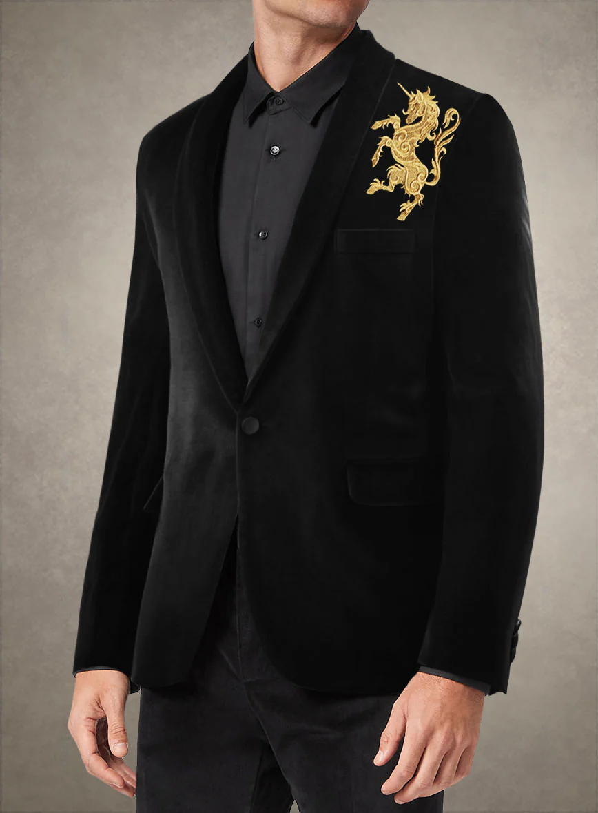 Unicorn Embroidery Velvet Blazer - Image 2