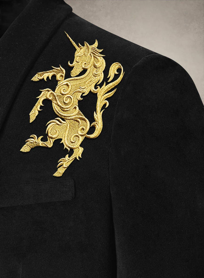 Unicorn Embroidery Velvet Blazer - Image 3