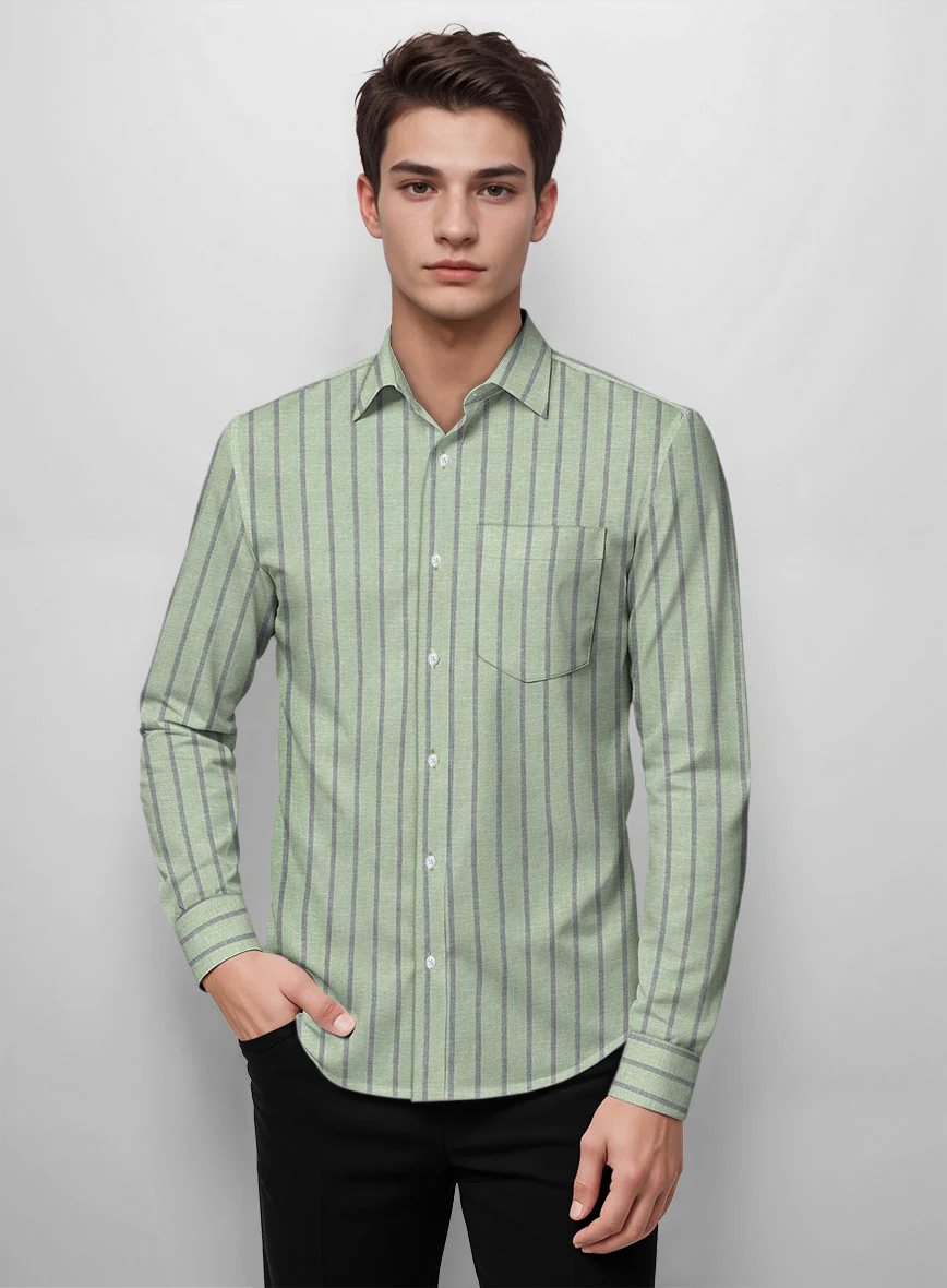 Verdigris Stripe Organic Cotton Shirt - Image 2