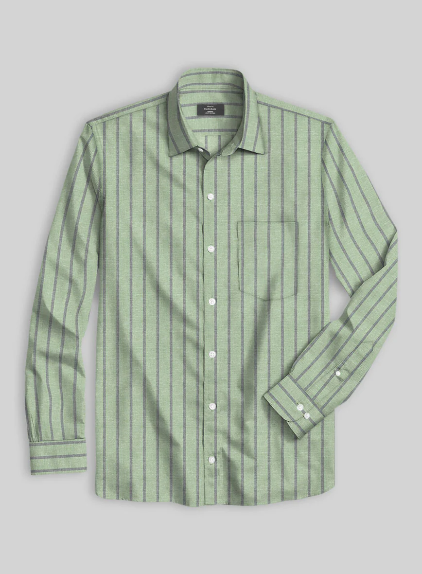Verdigris Stripe Organic Cotton Shirt - Image 3