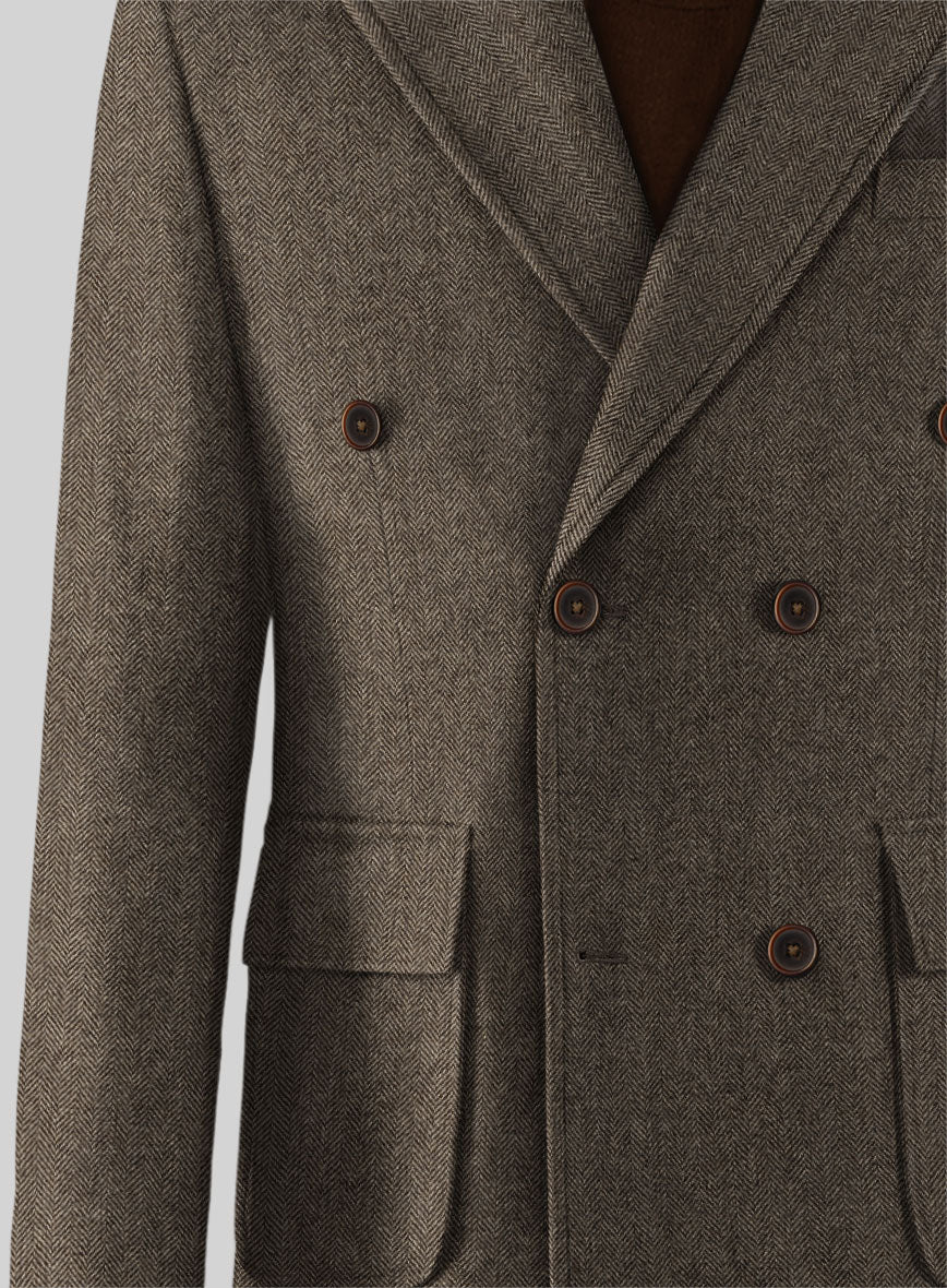 Musto Vintage Herringbone Dark Brown Tweed Overcoat - Image 3