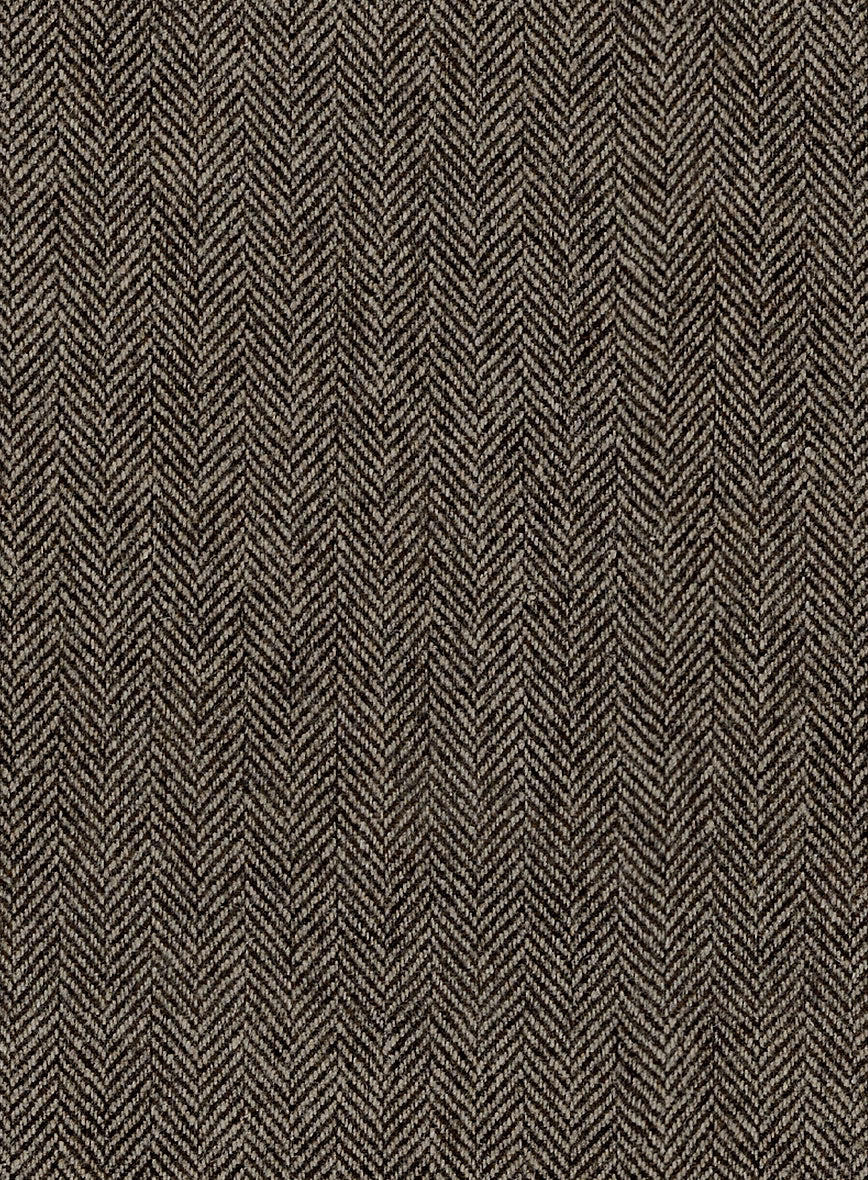 Vintage Dark Brown Herringbone Tweed Pants - Image 5