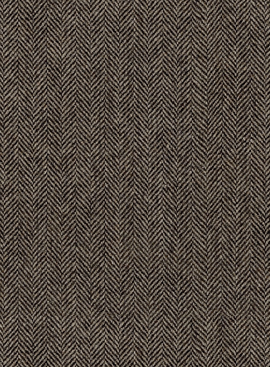 Vintage Dark Brown Herringbone Tweed Pea Coat - Image 3