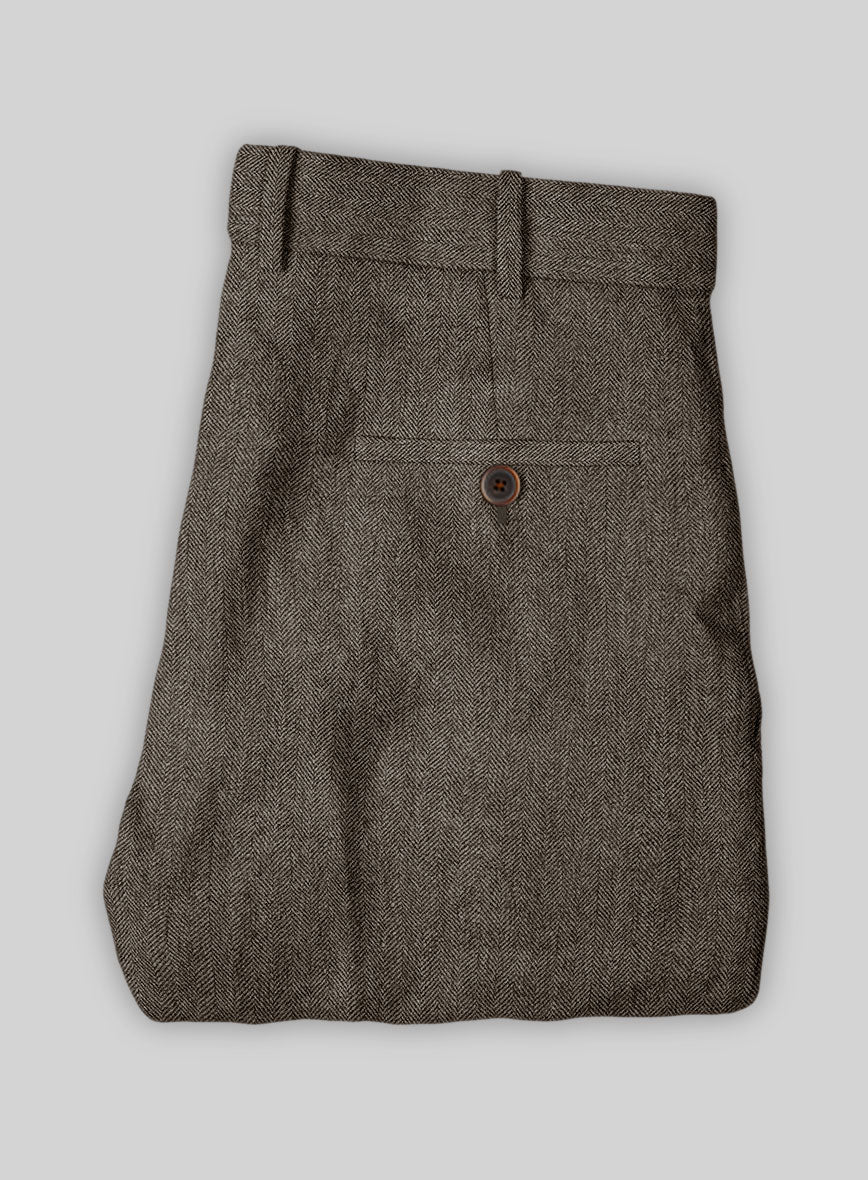 Vintage Dark Brown Herringbone Tweed Suit - Image 10