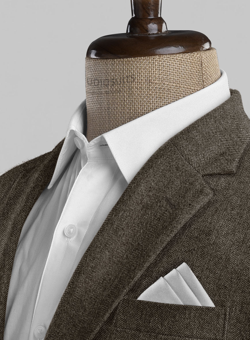 Vintage Dark Brown Herringbone Tweed Suit - Image 5